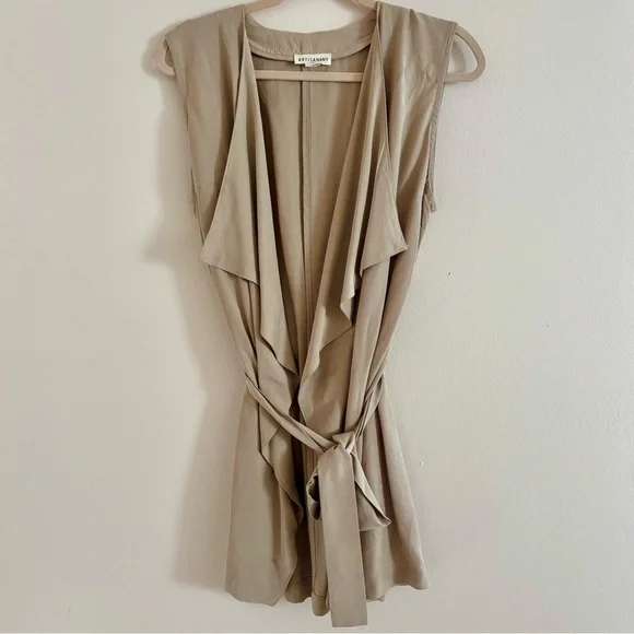 Anthropologie Artisan NY Sleeveless Belted Duster Cream Beige L NWT - Picture 1 of 6